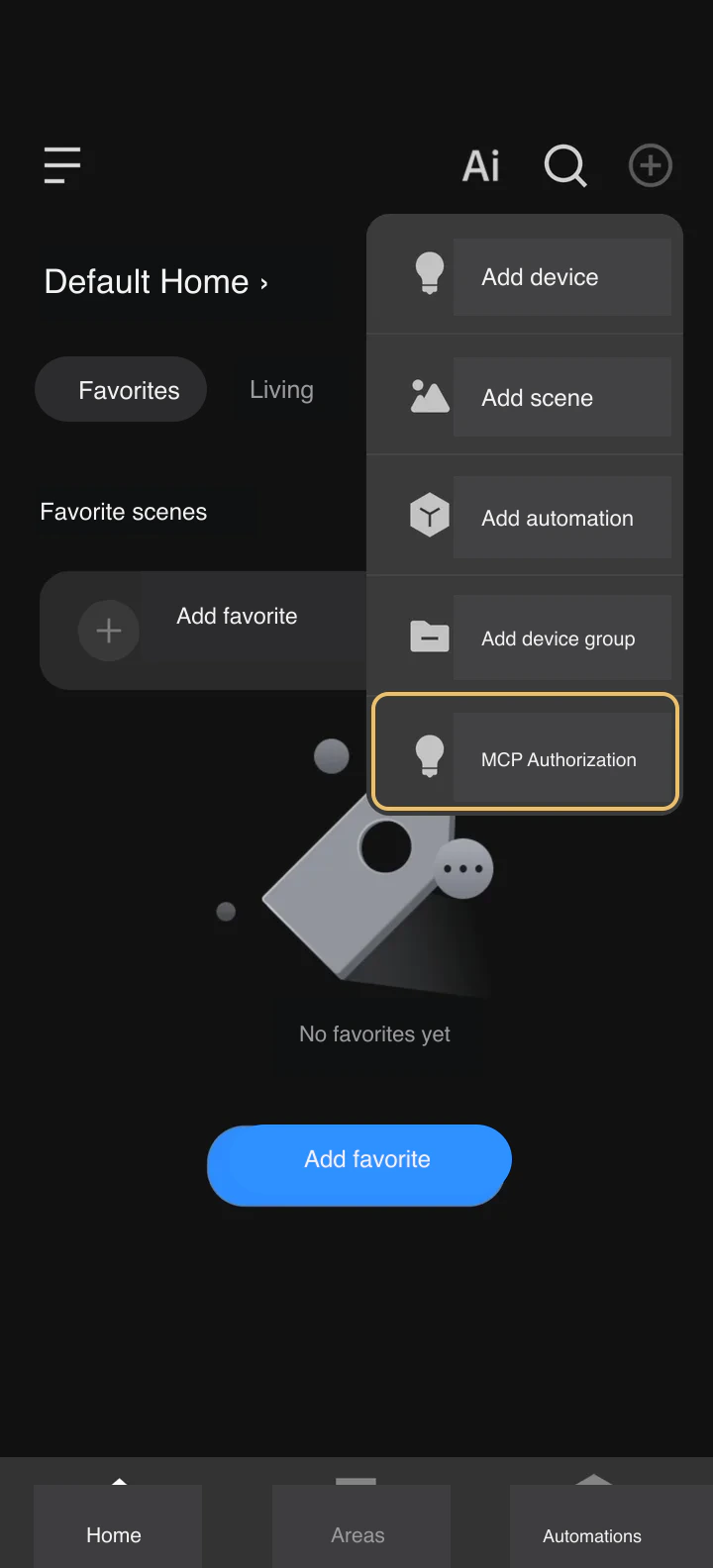 English guide to MCP Authorization in the Yeelight Pro app plus menu